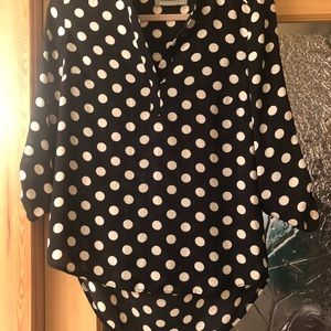 Polka dot split neck top